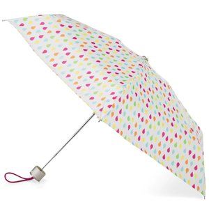 Totes Mini Manual Open Close Umbrella With Neverwet White Rain - 8407